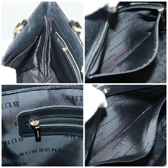 BURBERRY Nova Check Tote Bag Wool Leather Beige Black Gold - Picture 15 of 16